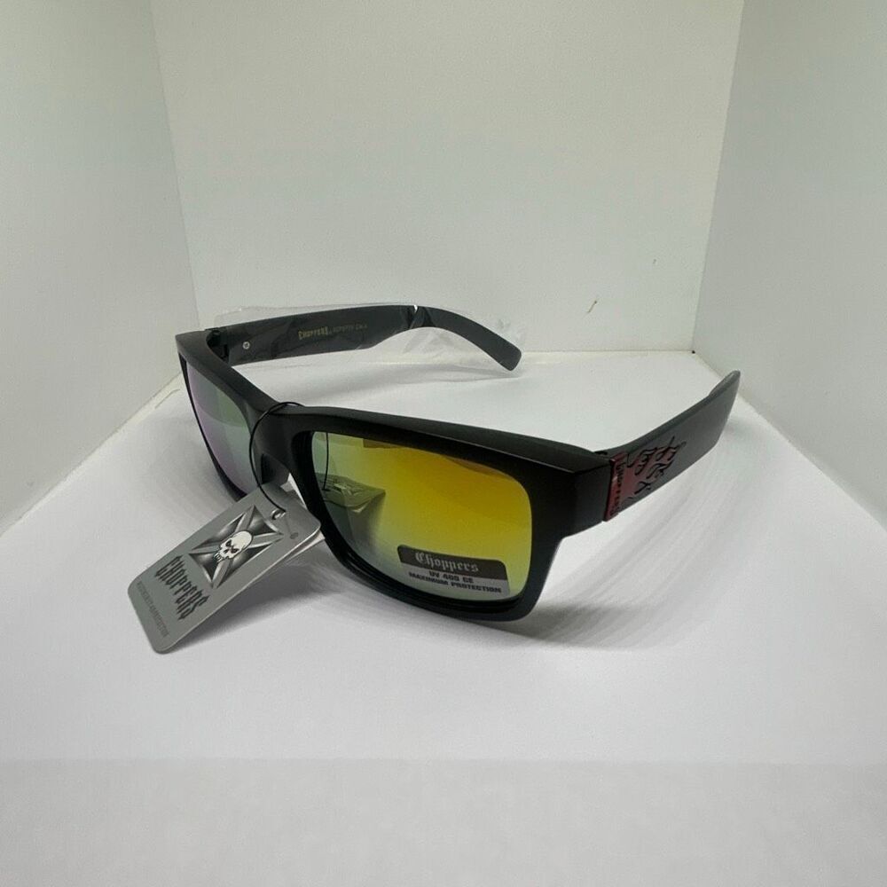 Choppers Mirrored Sunglasses UV400 Wrap Around Biker Style